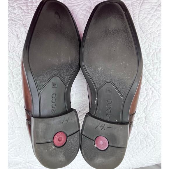 ECCO Men's Size 45 (US 11) Brown Lace Up Shock Point Leather Derby Shoes - Picture 8 of 9